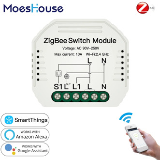 Tuya ZigBee 3.0 Smart Light Switch Module SmartThings Required APP Remote Control, Work with Alexa Google Home for Voice Control