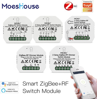 Tuya ZigBee 3.0 Smart Light Switch Relay Module 1/2/3 Gang Smart Life/Tuya App Control, Works with Alexa Google Home Yandex