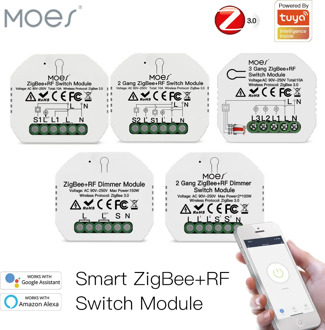 Tuya ZigBee 3.0 Smart Light Switch Relay Module 1/2/3 Gang Smart Life/Tuya App Control, Works with Alexa Google Home Yandex