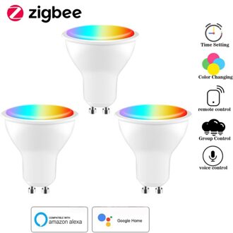 Tuya Zigbee Slimme Lamp 4W Kleur Veranderende Rgbcw Led Lamp Dimbare Gu10 100V-240V Smart leven App Voice Control Met Alexa 3stk bulb