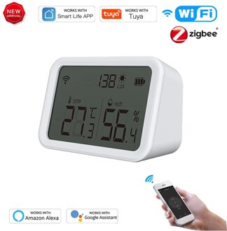 Tuya Zigbee Smart Home Wifi Temperatuur En Vochtigheid Sensor Met Led Screen Werk Met Alexa Google Assistent En Tuya Zigbee hub 1stk sensor