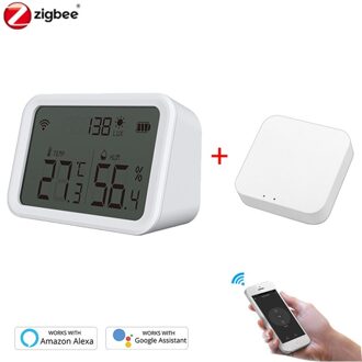 Tuya Zigbee Smart Home Wifi Temperatuur En Vochtigheid Sensor Met Led Screen Werk Met Alexa Google Assistent En Tuya Zigbee hub set1
