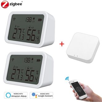 Tuya Zigbee Smart Home Wifi Temperatuur En Vochtigheid Sensor Met Led Screen Werk Met Alexa Google Assistent En Tuya Zigbee hub set2