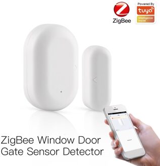 Tuya Zigbee Smart Wifi Deur/Raam Sensor Detectoren Magnetische Schakelaar Home Security Alarm Werken Met Alexa Google Home Assistent licht grijs