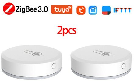 Tuya ZigBee3.0 Temperatuur En Vochtigheid Sensor Batterij Aangedreven Werkt Met Alexa Google Assistent En Tuya Zigbee Hub Smart Home 2stk Sensors