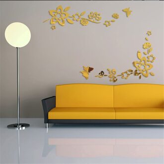 Tv Achtergrond Muur Decoratie Foto Muur Decoratieve Acryl Spiegel Stickers Behang Slaapkamer Woonkamer Home Decor Accessoires Goud