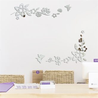 Tv Achtergrond Muur Decoratie Foto Muur Decoratieve Acryl Spiegel Stickers Behang Slaapkamer Woonkamer Home Decor Accessoires Zilver