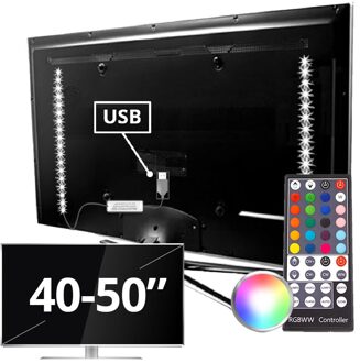 Tv backlight set met 2 RGBWW ledstrips voor tv's 40-50 inch | ledstripkoning