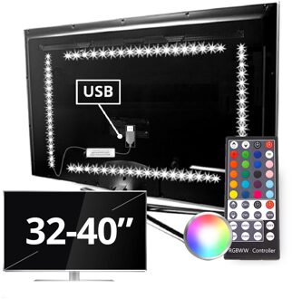 Tv backlight set met 4 RGBWW ledstrips voor tv's 32-40 inch