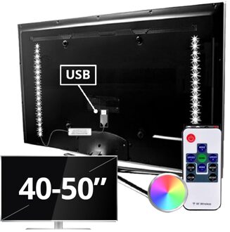 Tv led strip set met 2 RGB strips voor tv's van 40 tot 50 inch | met afstandsbediening | ledstripkoning