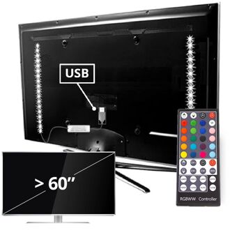 TV led strip set met 2 RGBWW strips voor TV’s >60 inch