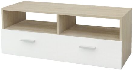 TV lowboard wit/naturel, 95x36x35 cm, gemaakt van MDF spaanplaat