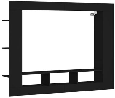 Tv-meubel 152x22x113 cm bewerkt hout zwart