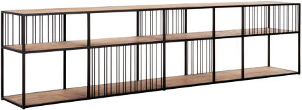 TV-meubel 'Barra' Teakhout, 225cm Bruin, Zwart - 225 cm