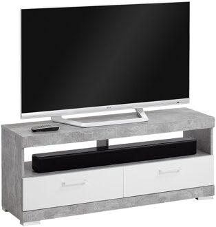 Tv-meubel Bristol 120 cm breed grijs beton met wit Wit,Grijs,Beton grijs