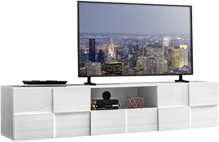 Tv-meubel Dama 181 cm breed in hoogglans wit Wit,Hoogglans wit