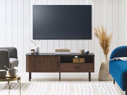 TV-meubel donkerbruin/zwart JOSE donkere houtkleur