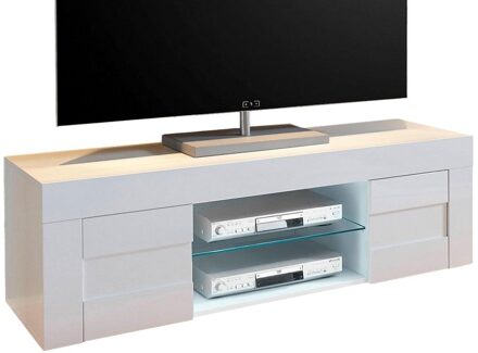 Tv-meubel Easy 138 cm breed - hoogglans wit Wit,Hoogglans wit