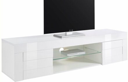 Tv-meubel Easy 181 cm breed in hoogglans wit Wit,Hoogglans wit