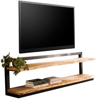 Tv-meubel Edge 180 cm breed massief hout Zwart,Bruin,Eiken