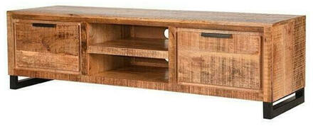 Tv-Meubel Glasgow - Rough Mangohout - Zwart Metaal Bruin