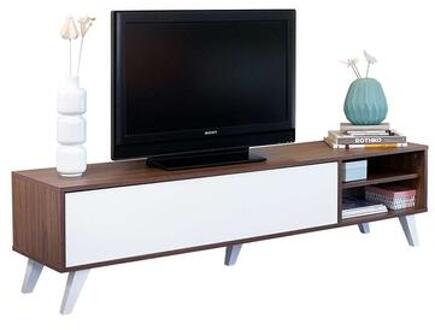 TV-meubel Heidal - walnootkleur/wit - 43,2x165x40 cm - Leen Bakker Bruin - 40 x 165 x 43.2