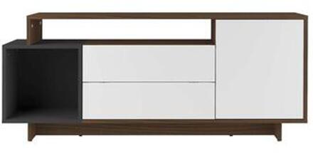 TV-meubel Kube - walnootkleur/grijs - 59,3x139,1x33 cm - Leen Bakker - 33 x 139.1 x 59.3
