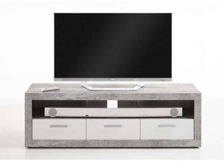 Tv-meubel Leiston - betonkleur/wit - 49x152x45,3 cm - Leen Bakker - 49 x 45.3 x 152