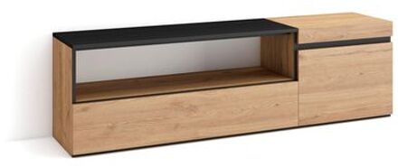 Tv-meubel, Lowboard, 150x45x35cm, Voor Tv's Tot 65:, Eiken/zwart