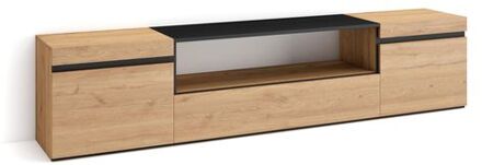 Tv-meubel, Lowboard, 200x45x35cm, Voor Tv's Tot 80:, Eiken/zwart