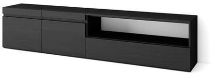 Tv-meubel, Lowboard, 200x45x35cm, Voor Tv's Tot 80:, Zwart
