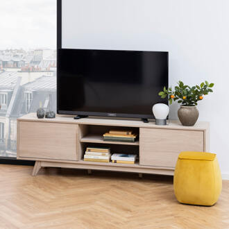 TV-meubel Lundo - wit eiken - 55x180x44 cm - Leen Bakker Beige - 55 x 44 x 180