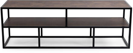 Tv-meubel 'Luuk' 150cm, kleur zwart / lederlook bruin Bruin Leder - 150 cm