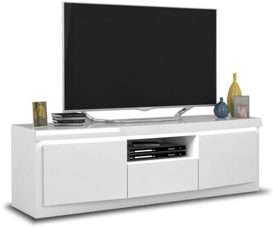 Tv-meubel Spirit 180 cm breed in hoogglans wit Wit,Hoogglans wit