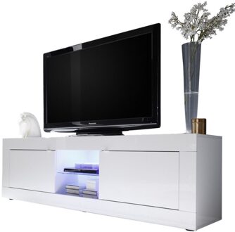Tv-meubel Tonic 181 cm breed in hoogglans wit Wit,Hoogglans wit