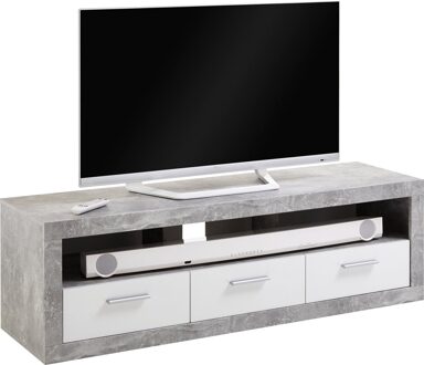 Tv-meubel Turbo 152 cm breed grijs beton met wit Wit,Grijs,Beton grijs