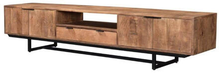 TV Meubel Valdez 220 cm - Mangohout / Gecoat Staal Bruin, Zwart