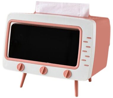 Tv Tissue Box Cover Dispenser Servetten Multifunctionele Tissue Case Mobiele Telefoon Huishoudelijke Opslag Houder Box Servetten Container Roze