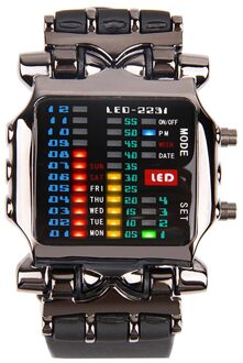 Tvg Rubber Band Waterdicht Cool Geek Led Digitale Sport Horloges Zwarte Mannen Luxe Binary Klok horloge