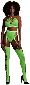 Twee Delige Set met Crop Top en Kousen - One Size - Neon Groen