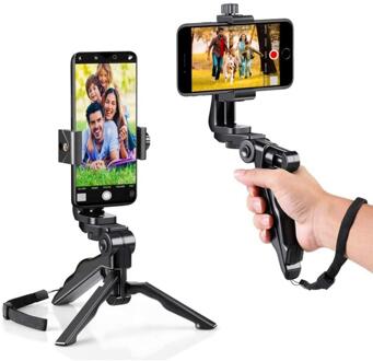 Twee-In-een Desktop Handheld Draaibaar Statief Beugel Draagbare Mobiele Telefoon Houder Statief Grip Stabilizer Bureau Tafel Selfie stand