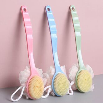Twee In Een Lange Steel Plastic Bad Douche Terug Spa Borstel Scrubber Skin Cleaning Borstels Body Voor Badkamer Accessoires Schoon roze