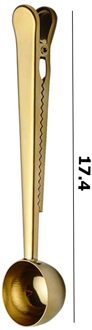 Twee-In-een Rvs Koffielepel Afdichting Clip Keuken Gouden Accessoires Ontvanger Cafe Expresso Cucharilla Decoratie goud 17.4cm