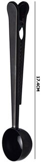 Twee-In-een Rvs Koffielepel Afdichting Clip Keuken Gouden Accessoires Ontvanger Cafe Expresso Cucharilla Decoratie zwart 17.4cm