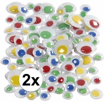 Twee keer hobby artikelen gekleurde pupil oogjes 30 stuks