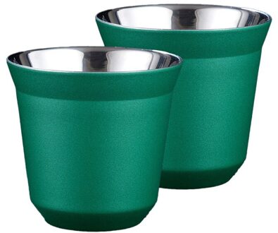 Twee Kopjes Koffie Dubbele Laag Roestvrij Staal Kleur 304 Water Cup Ironproof Warmte Isolatie Kinderen Volwassenen Kunnen Koffiekopje groen