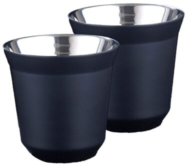 Twee Kopjes Koffie Dubbele Laag Roestvrij Staal Kleur 304 Water Cup Ironproof Warmte Isolatie Kinderen Volwassenen Kunnen Koffiekopje zwart
