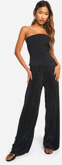 Twee-Laags Bandeau Jumpsuit Met Wijde Pijpen, Black - 36
