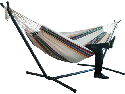 Twee Persoon Hangmat Camping Thicken Swingende Stoel Outdoor Opknoping Bed Canvas Schommelstoel Niet Met Hangmat Stand 200*150Cm zwart