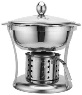 Twee Smaken Hotpot Met Divider Glazen Deksel Set 17Cm Rvs Buffet Warmte Potten Alcohol Kachel Komfoor buiten Kok